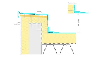 Detail ukončení hydroizolační vrstvy u atiky – zatepleno, TPZ