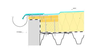 Detail ukončení hydroizolační vrstvy u okapu, TPZ