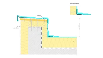 Detail ukončení hydroizolační vrstvy u atiky – zatepleno