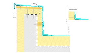 Detail ukončení hydroizolační vrstvy u vysoké atiky – zatepleno