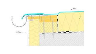 Detail ukončení hydroizolační vrstvy u okapu