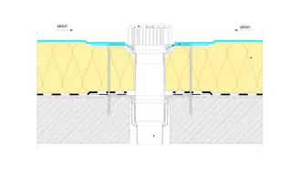 Detail ukončení hydroizolační vrstvy u vtoku