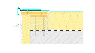 Detail ukončení hydroizolační vrstvy závětrnou lištou