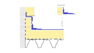 Detail ukončení hydroizolační vrstvy na svislou stěnu – zatepleno, TPZ