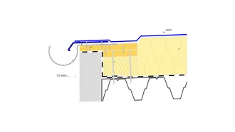 Detail ukončení hydroizolační vrstvy u okapu, TPZ
