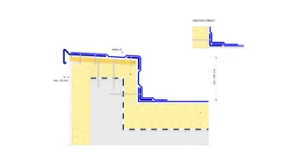 Detail ukončení hydroizolační vrstvy u atiky – zatepleno