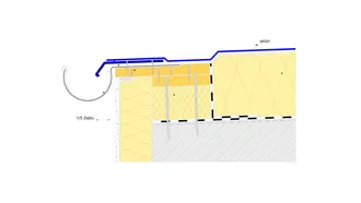 Detail ukončení hydroizolační vrstvy u okapu